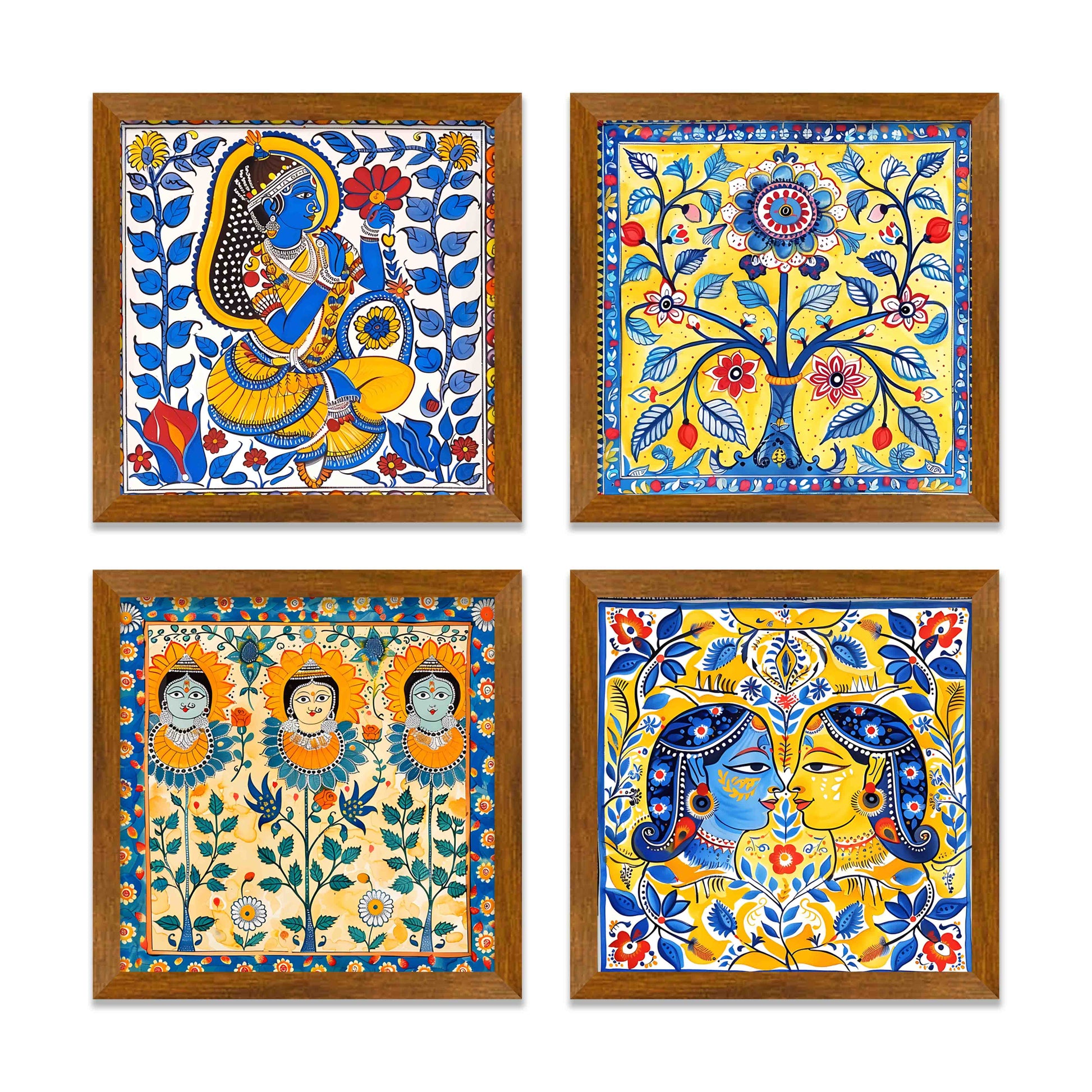 Detailed Madhubani Art Wall Frame Set of Four