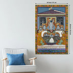 Devotees Offering Prayers to Lord Shrinathji Nathdwara Pichwai Canvas Wall Painting
