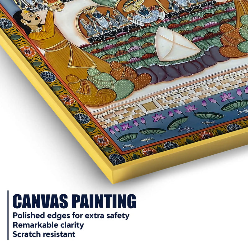 Devotees Offering Prayers to Lord Shrinathji Nathdwara Pichwai Canvas Wall Painting