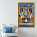 Devotees Offering Prayers to Lord Shrinathji Nathdwara Pichwai Canvas Wall Painting