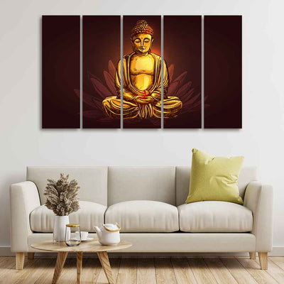 Devotional Buddha Meditating Canvas Wall Painting