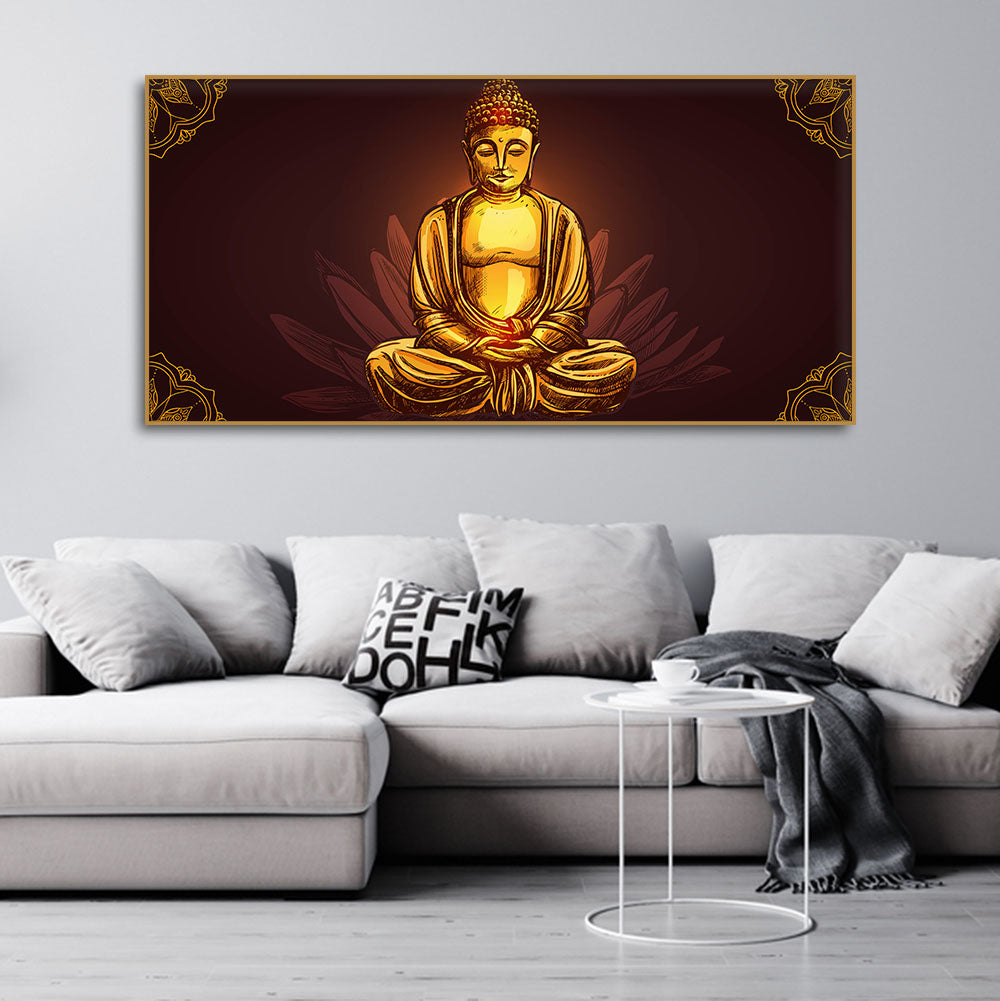 Devotional Buddha Meditating Canvas Wall Painting