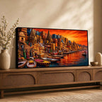 Devotional Kashi Ghat Evening Painting for Living Room Wall Decor