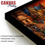 Devotional Kashi Ghat Evening Painting for Living Room Wall Decor