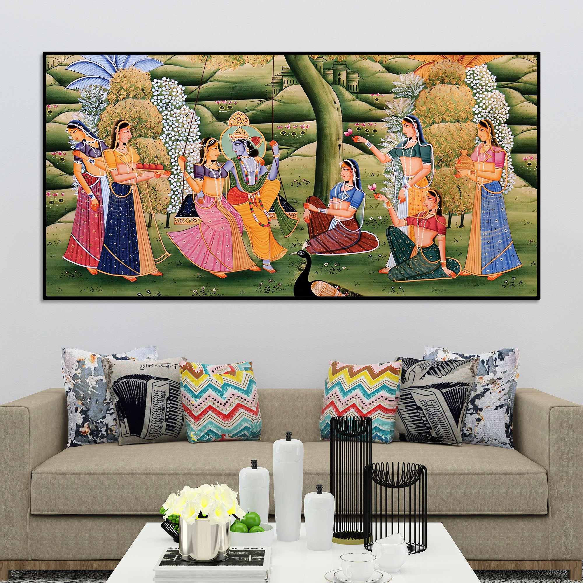 Devotional Krishna Raasleela Wall Painting