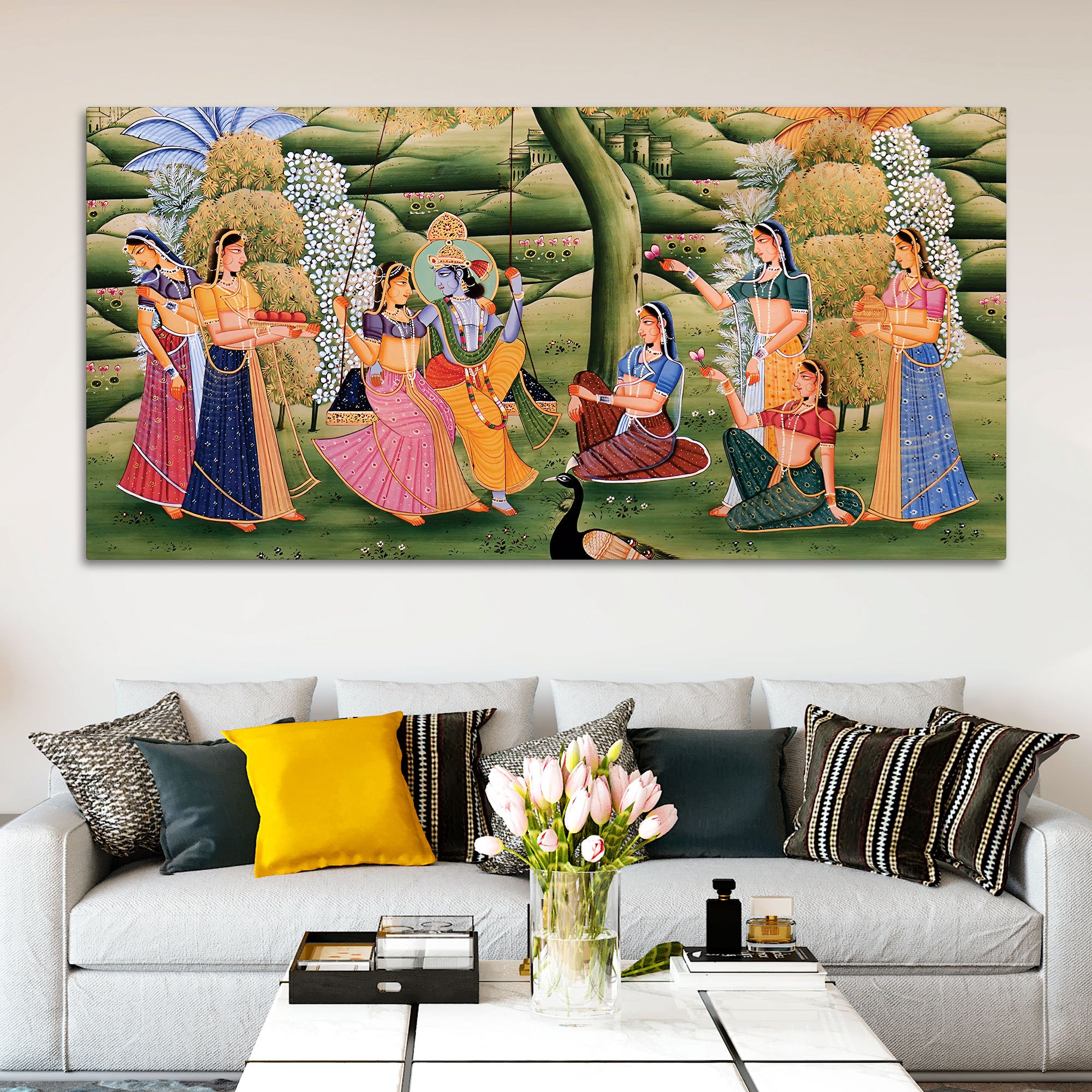 Devotional Krishna Raasleela Wall Painting