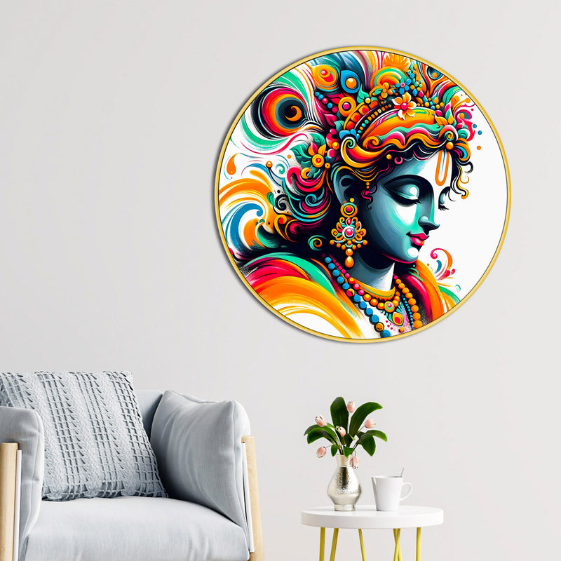 devotional-krishna-round-frame-painting