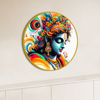 Devotional Krishna Round Frame Painting