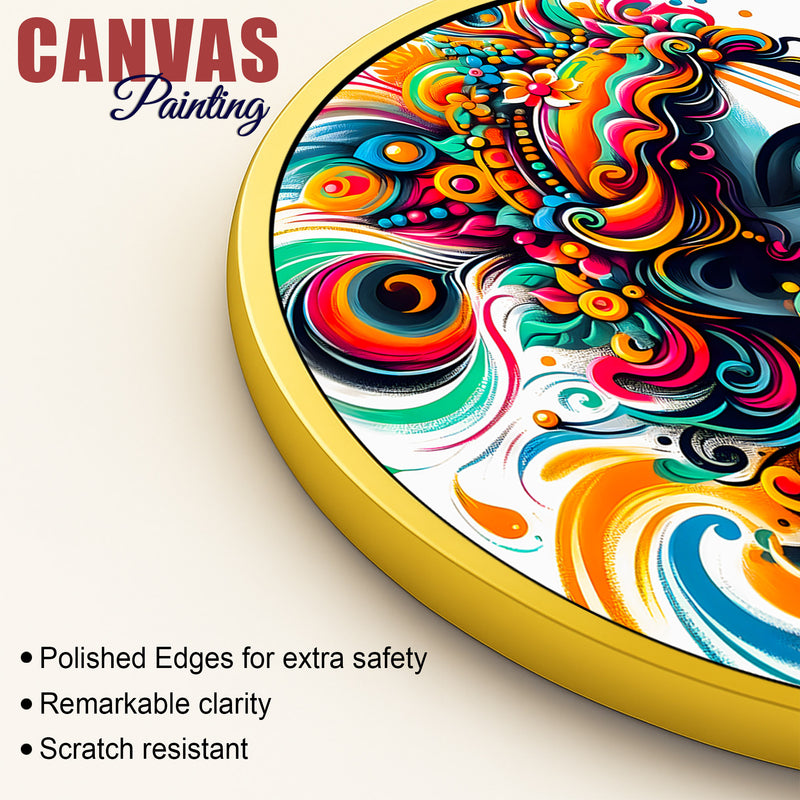 Devotional Krishna Round Frame Painting