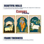 Devotional Krishna Wall Decor Canvas Painting Set of Three