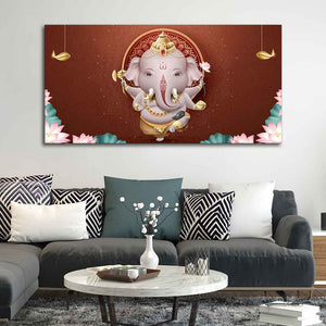 Devotional Lord Ganesha Canvas Wall Painting