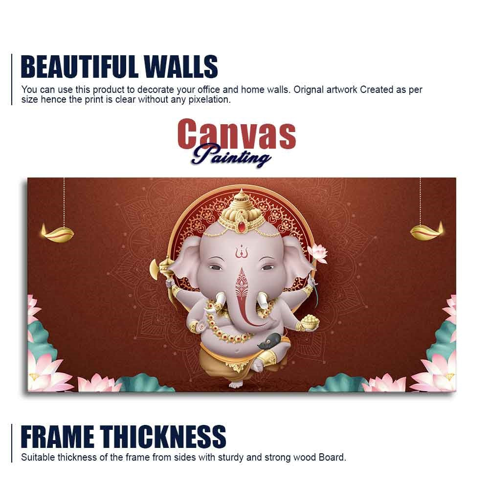 Devotional Lord Ganesha Canvas Wall Painting