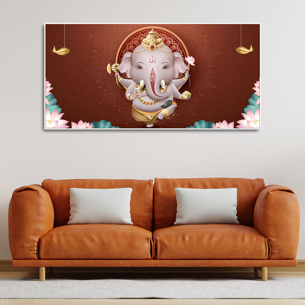 Devotional Lord Ganesha Canvas Wall Painting