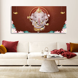 Devotional Lord Ganesha Canvas Wall Painting