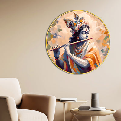 devotional-shri-krishna-round-wall-painting