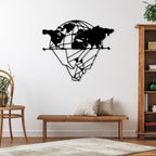 Divided Globe World Map Metal Art Wall Decor