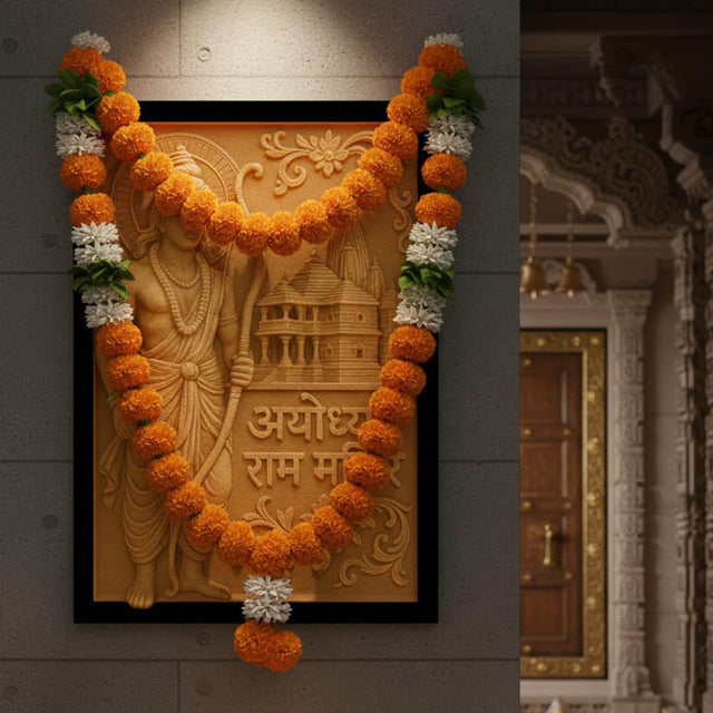 Divine 3D Lord Shri Ram Wall Art with Ayodhya Temple – Handcrafted Spiritual Décor for Home & Temple