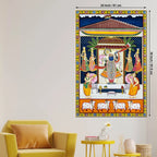 Divine Aarti Ceremony in the Palace of Shrinathji Pichwai Canvas Wall Painting