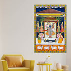 Divine Aarti Ceremony in the Palace of Shrinathji Pichwai Canvas Wall Painting