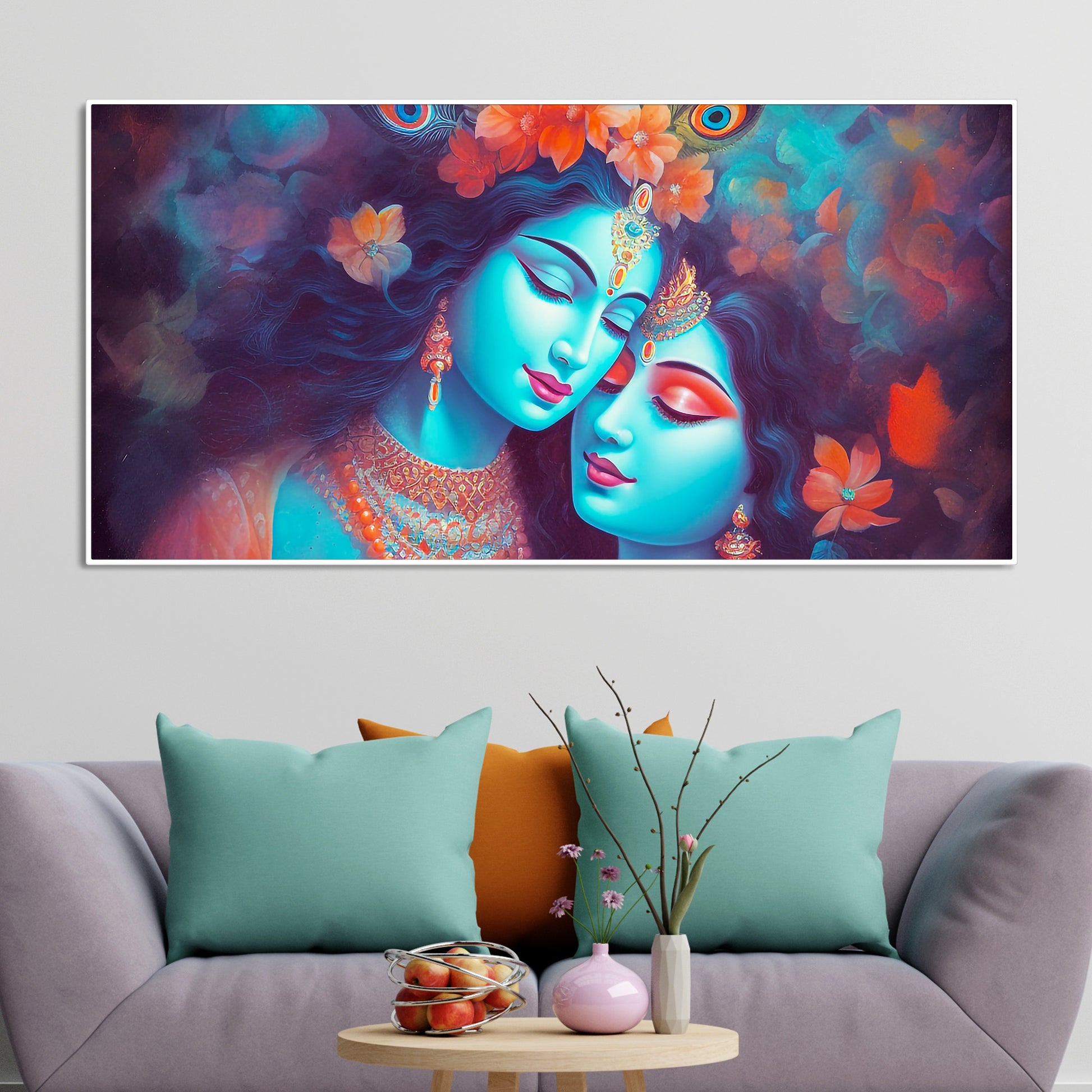 Divine Aura Radha Krishna Canvas Wall Painting