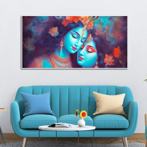 Divine Aura Radha Krishna Canvas Wall Painting