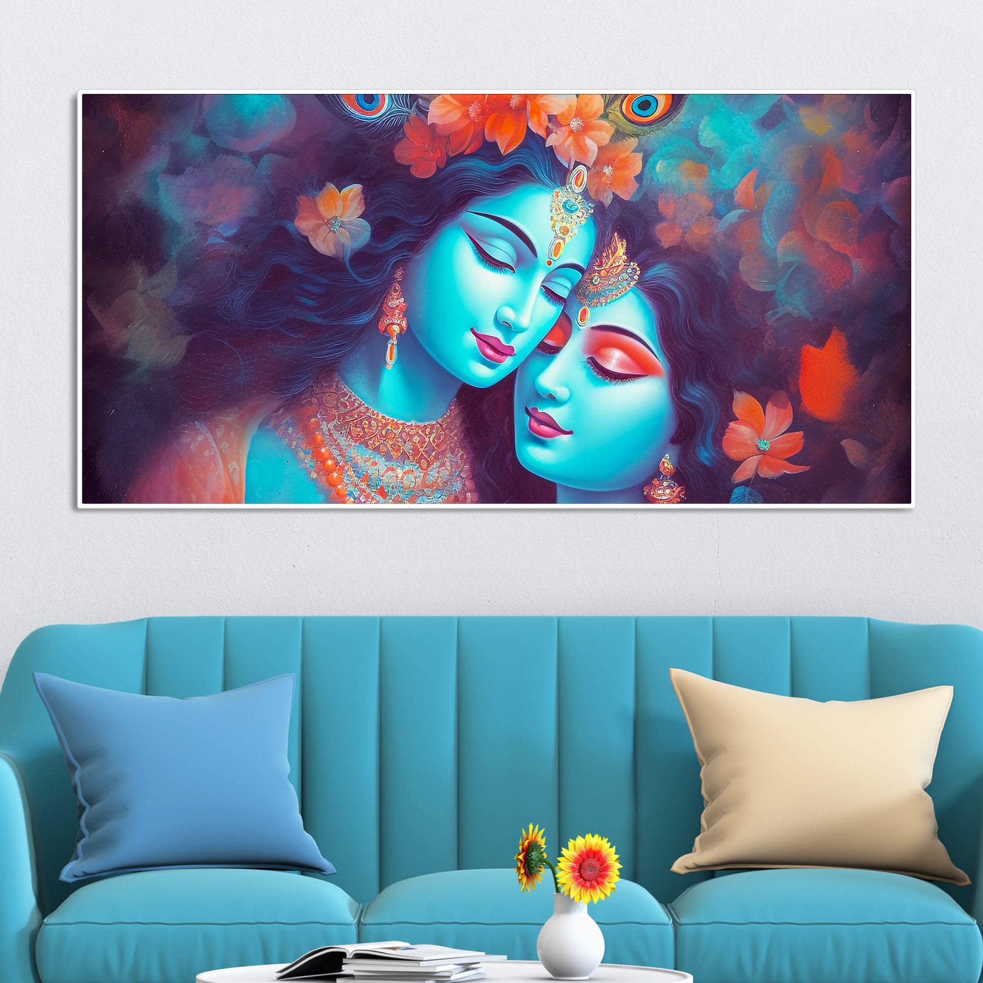 Divine Aura Radha Krishna Canvas Wall Painting