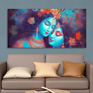 Divine Aura Radha Krishna Canvas Wall Painting