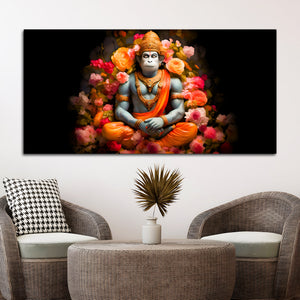 Divine Bajrangbali Calm Pose Canvas for Home & Temple Decor