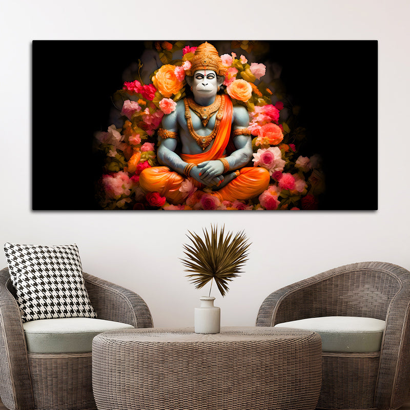 Divine Bajrangbali Calm Pose Canvas for Home & Temple Decor