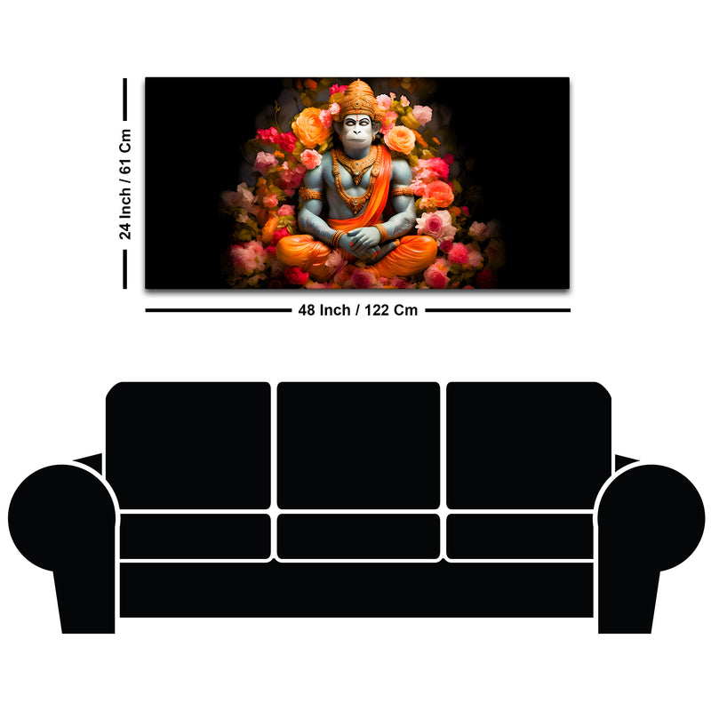 Divine Bajrangbali Calm Pose Canvas for Home & Temple Decor