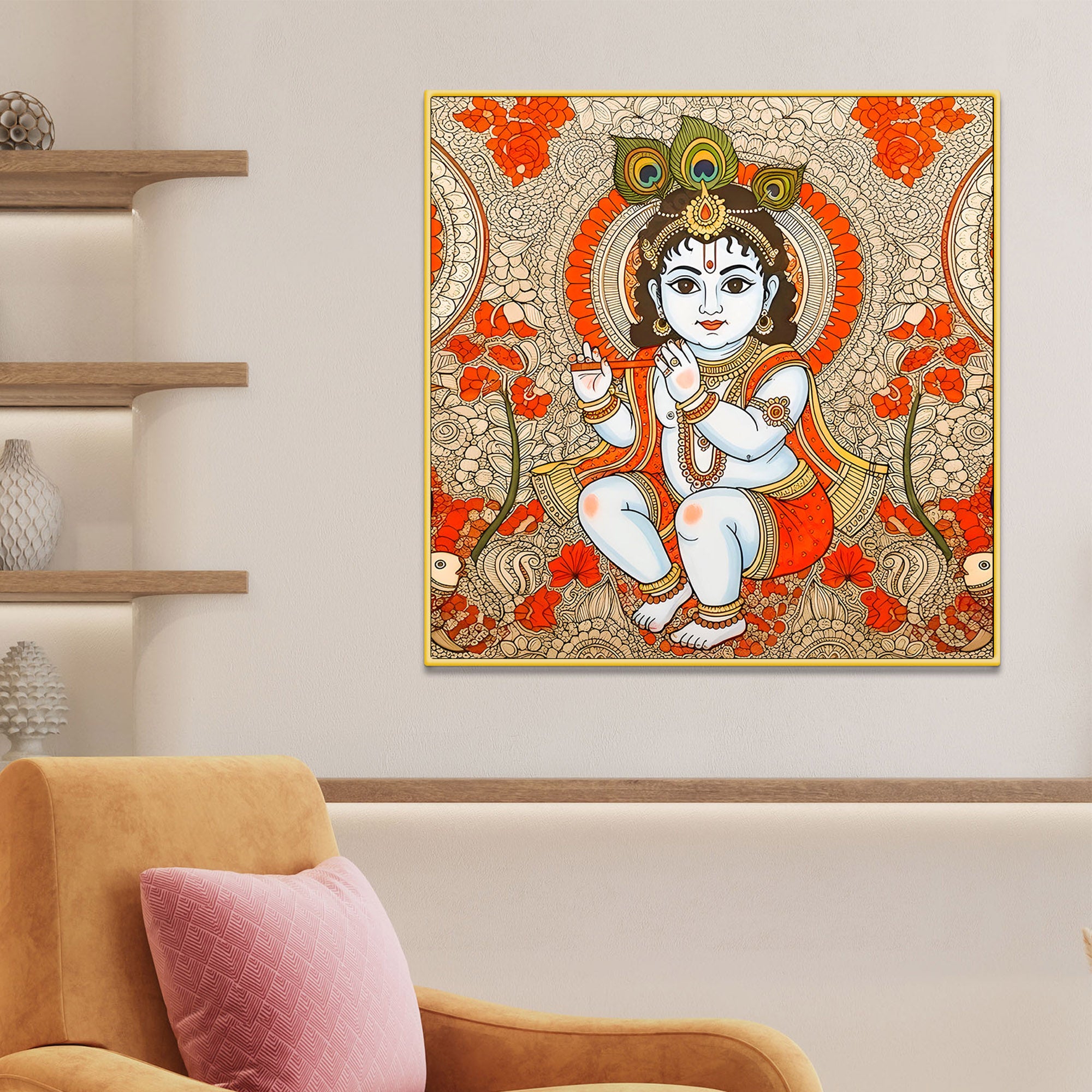divine-bal-gopal-shri-krishnaji-madhubani-modern-wall-art-canvas-painting-for-home-office
