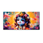 Divine Bal Krishna Floral Background Painting