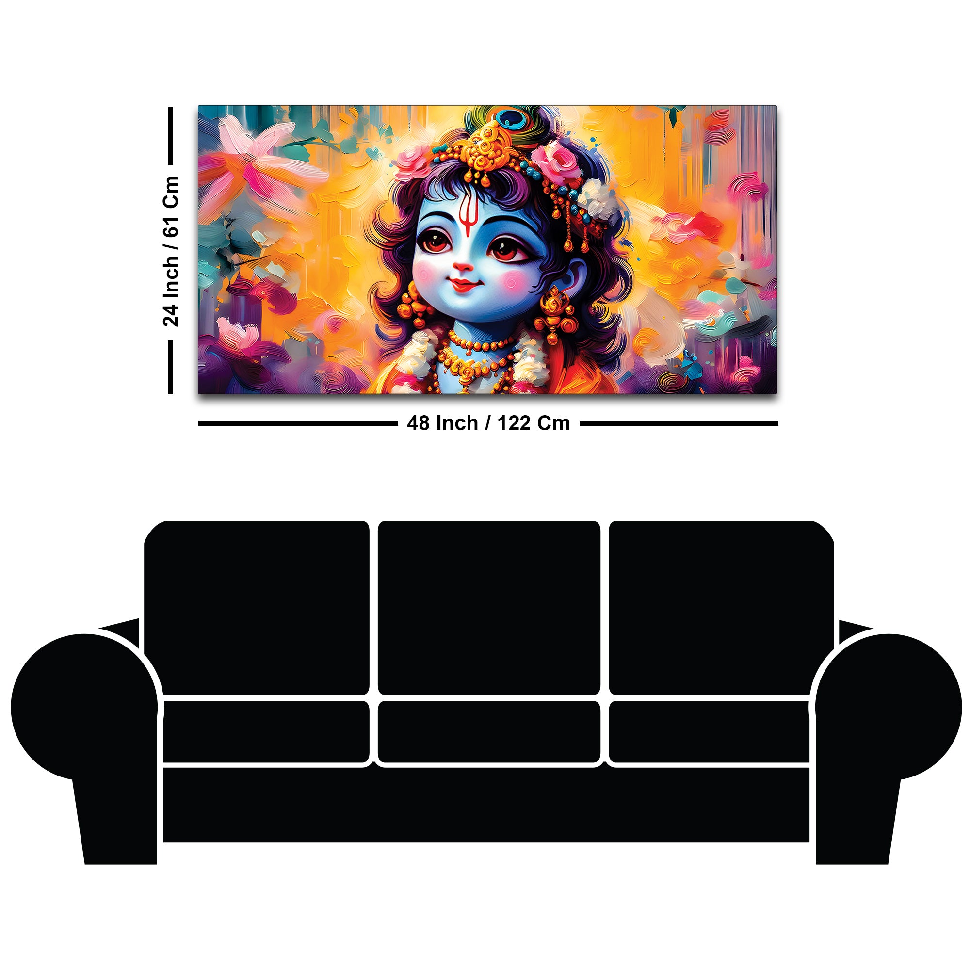 Divine Bal Krishna Floral Background Painting
