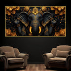 Divine Black and Gold Lord Shri Ganesha 3D Canvas Wall Painting