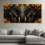 Divine Black and Gold Lord Shri Ganesha 3D Canvas Wall Painting