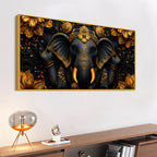 Divine Black and Gold Lord Shri Ganesha 3D Canvas Wall Painting