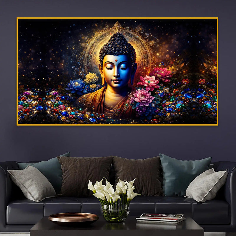 Divine Buddha Aura Crystal Glass Painting for Premium Wall Decor