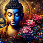 Divine Buddha Aura Crystal Glass Painting for Premium Wall Decor