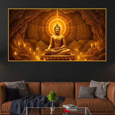 Divine Buddha Enlightenment Crystal Glass Painting