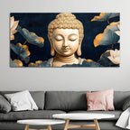 Divine Buddha Face Canvas Painting – Peaceful Spiritual Wall Art
