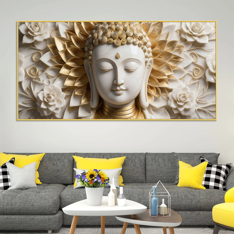 Divine Buddha Floral Harmony 3D Canvas Wall Painting