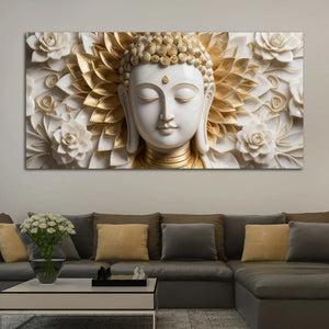 Divine Buddha Floral Harmony 3D Canvas Wall Painting