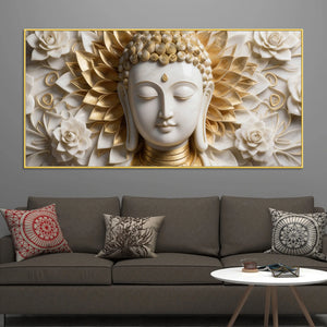 Divine Buddha Floral Harmony 3D Canvas Wall Painting