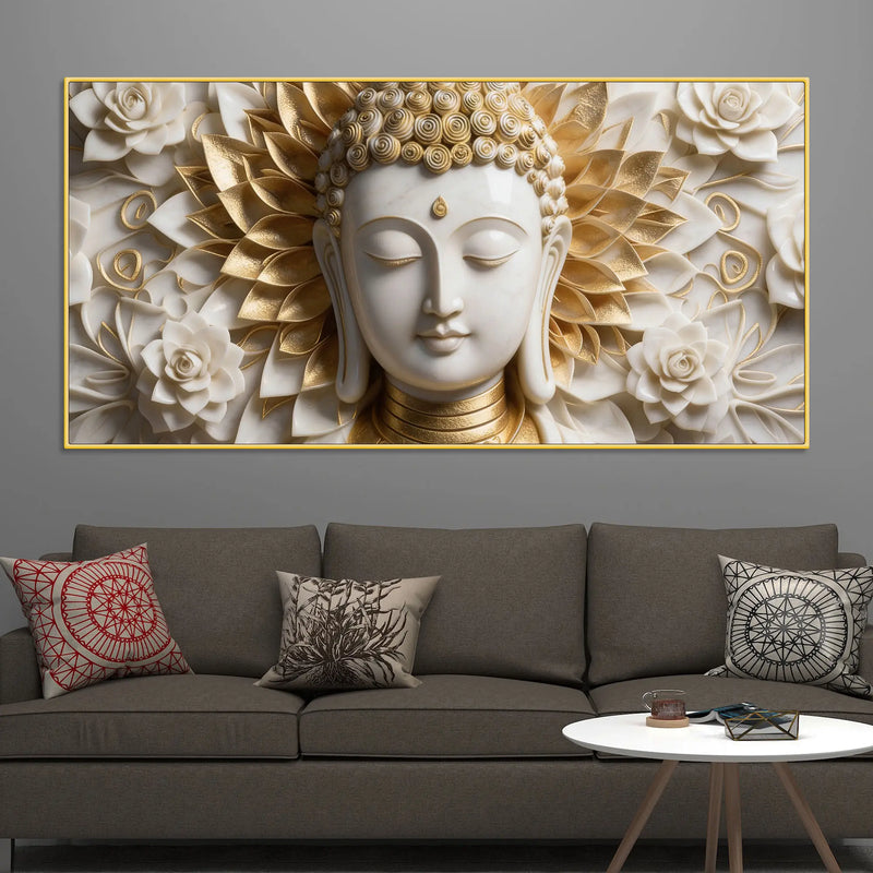 Divine Buddha Floral Harmony 3D Canvas Wall Painting