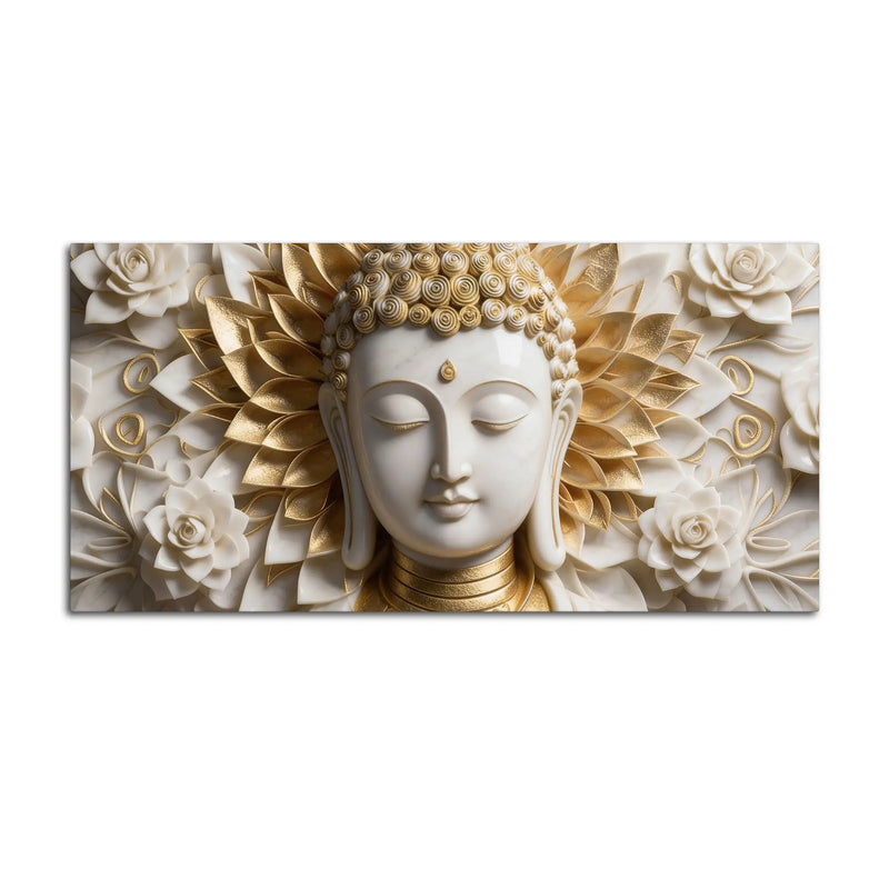 Divine Buddha Floral Harmony 3D Canvas Wall Painting