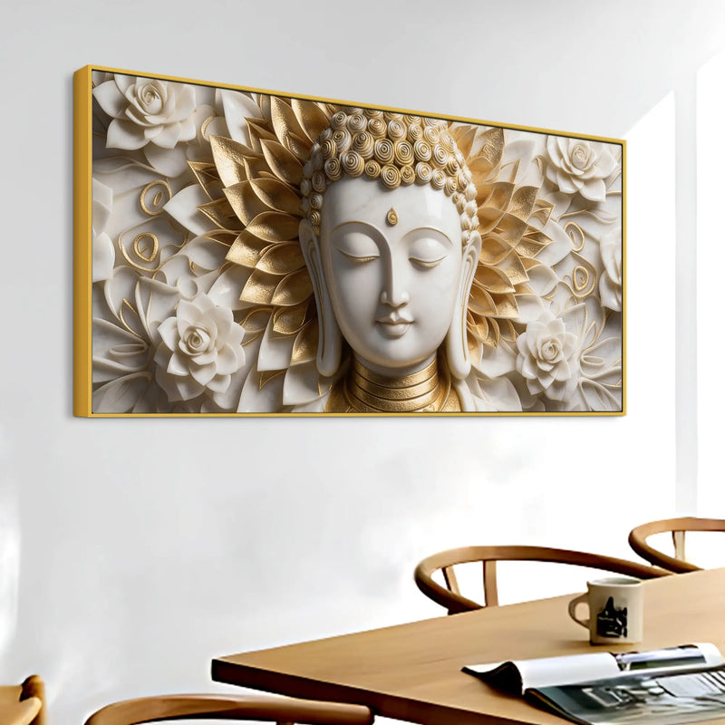 Divine Buddha Floral Harmony 3D Canvas Wall Painting