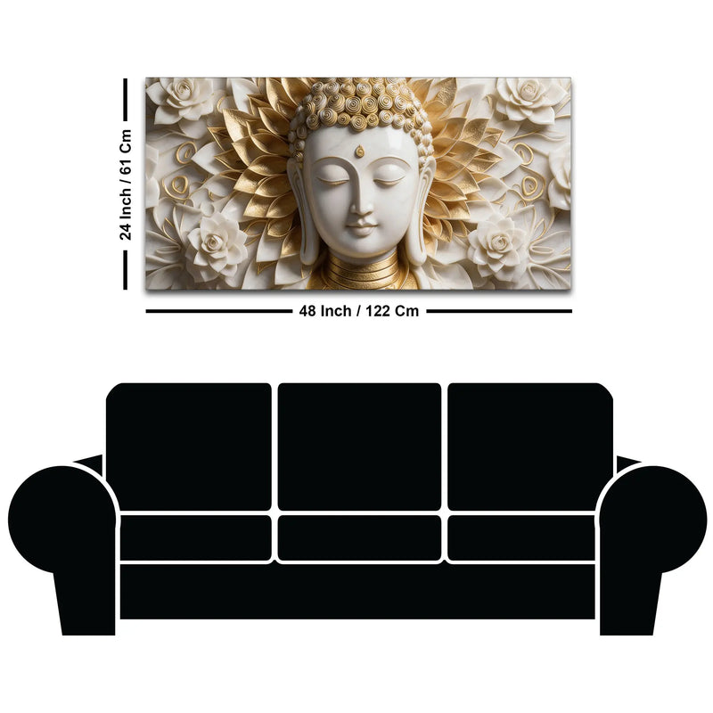 Divine Buddha Floral Harmony 3D Canvas Wall Painting