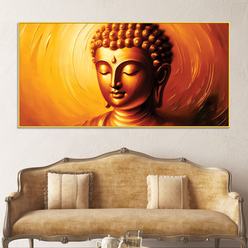 Divine Buddha Lotus Wall Painting – Luxury Living Room Decor