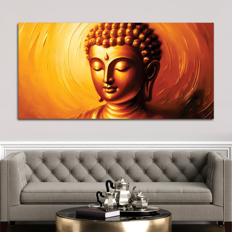 Divine Buddha Lotus Wall Painting – Luxury Living Room Decor