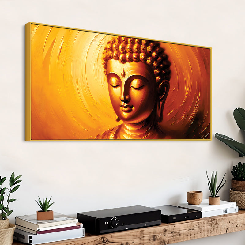 Divine Buddha Lotus Wall Painting – Luxury Living Room Decor